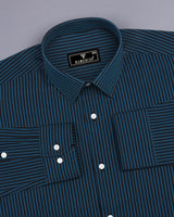 Estonia Blue With Black Dobby Stripe Cotton Shirt