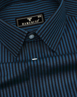 Estonia Blue With Black Dobby Stripe Cotton Shirt