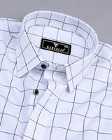 Elon White With Black Check Premium Giza Shirt