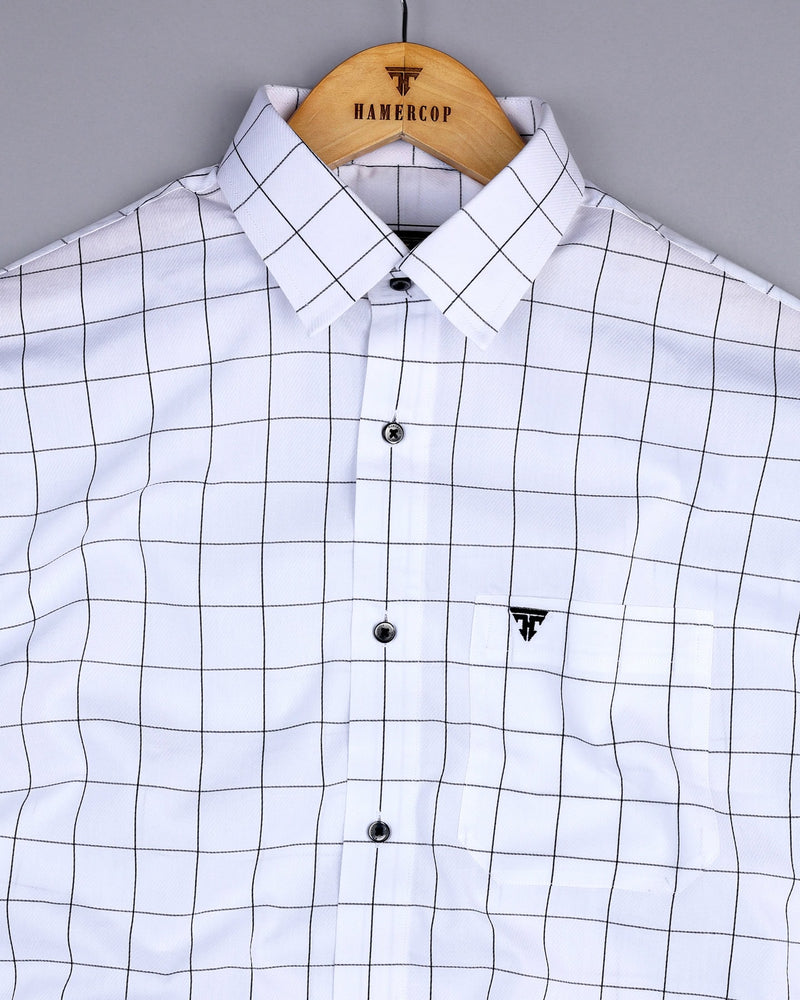 Elon White With Black Check Premium Giza Shirt