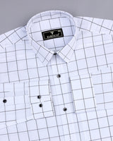 Elon White With Black Check Premium Giza Shirt