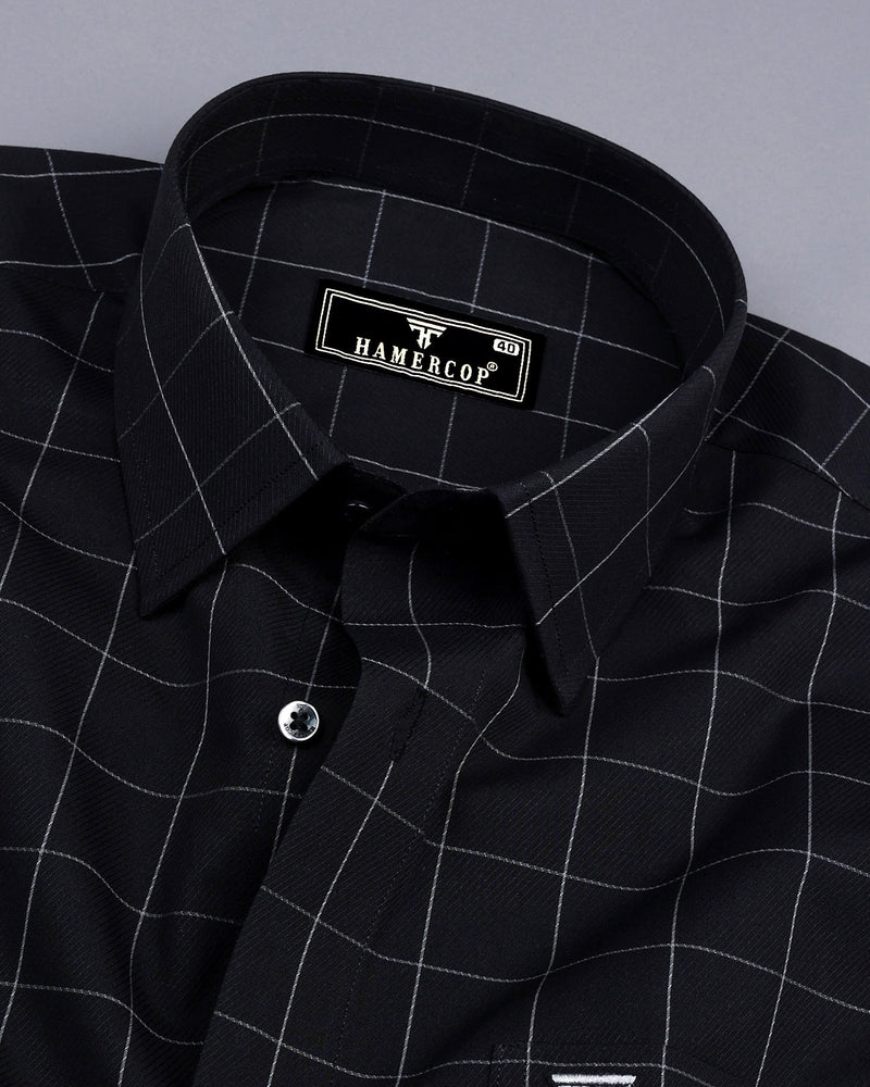 Elon Black With Gray Check Premium Giza Shirt