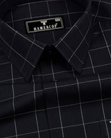 Elon Black With Gray Check Premium Giza Shirt