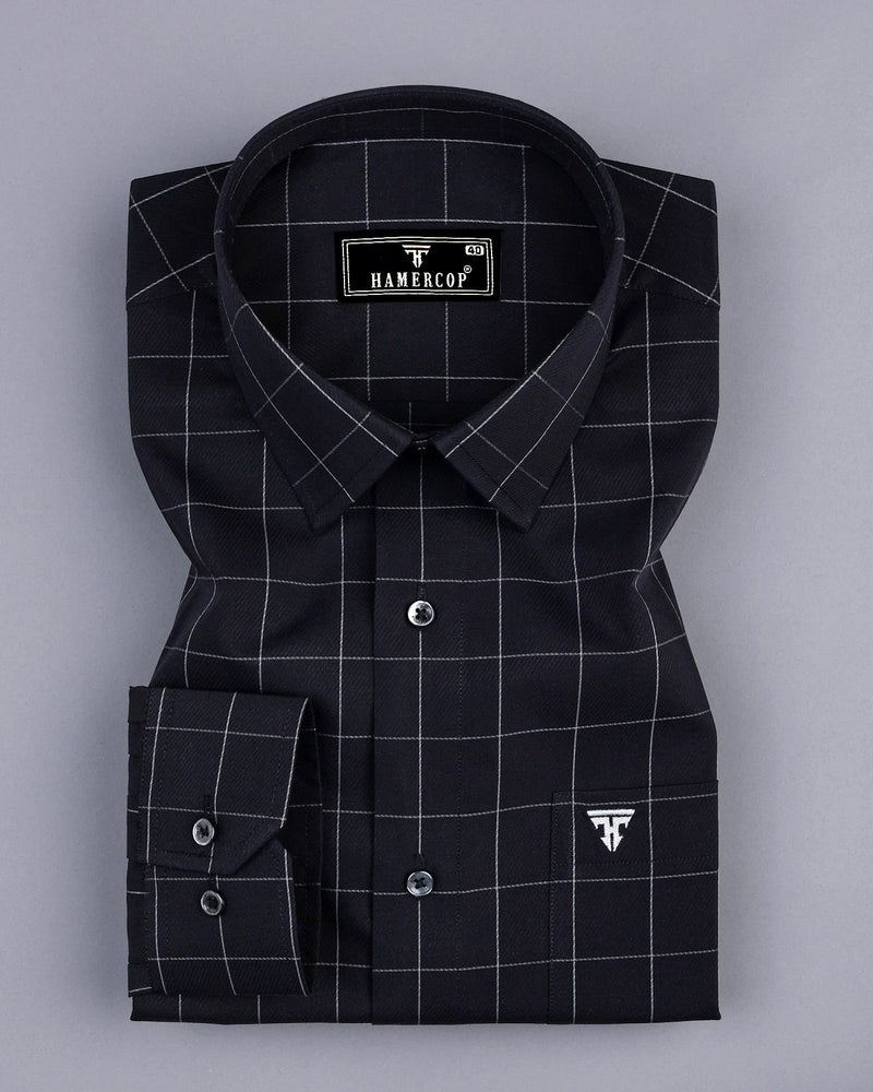 Elon Black With Gray Check Premium Giza Shirt