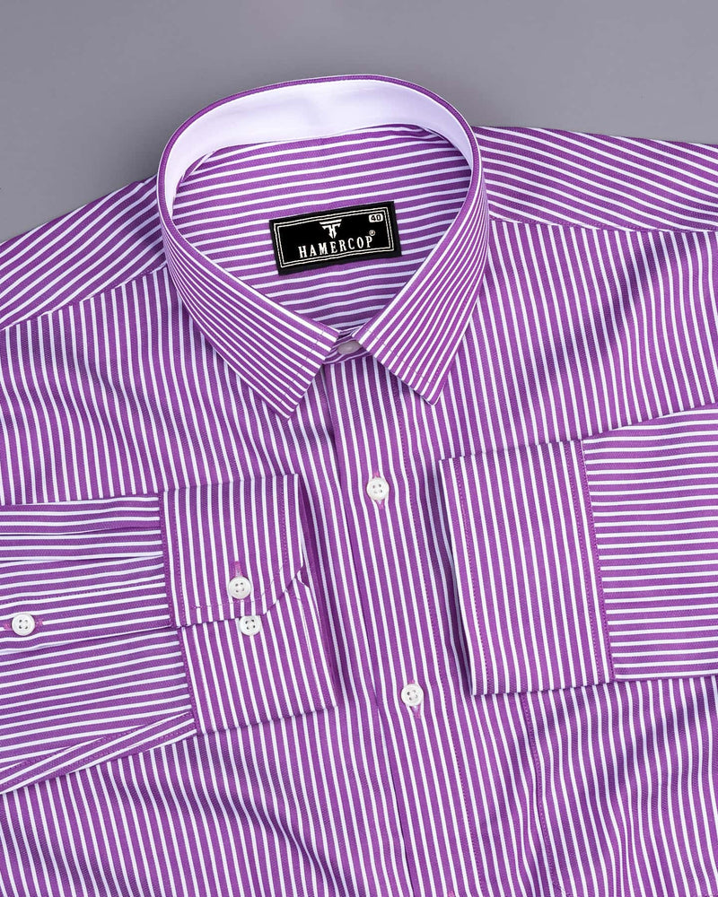 Oracle Purple With White Dobby Stripe Designer Formal Shirt