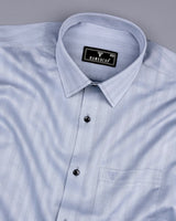 Tumen Gray Twill Stripe Dobby Cotton Shirt