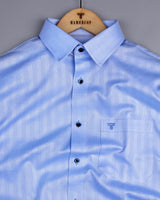 Tumen Blue Twill Stripe Dobby Cotton Shirt