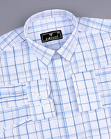 Stork Blue With White Check Premium Giza Cotton Shirt