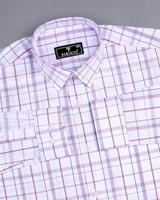 Stork Pink With White Check Premium Giza Cotton Shirt