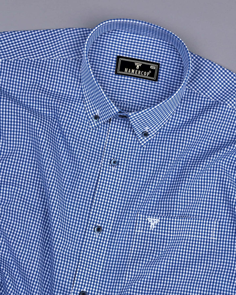 Exotic Blue With White Yarn Dyed Check Cotton Shirt