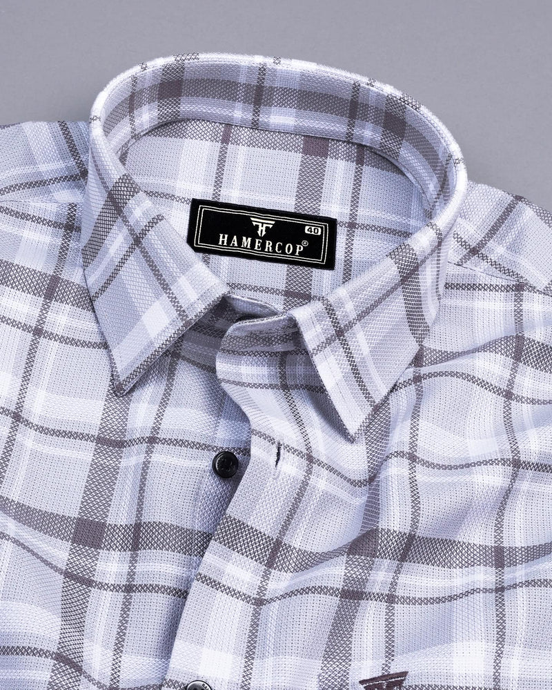 Marco Gray With White Check Dobby Cotton Shirt