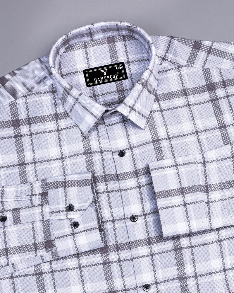 Marco Gray With White Check Dobby Cotton Shirt