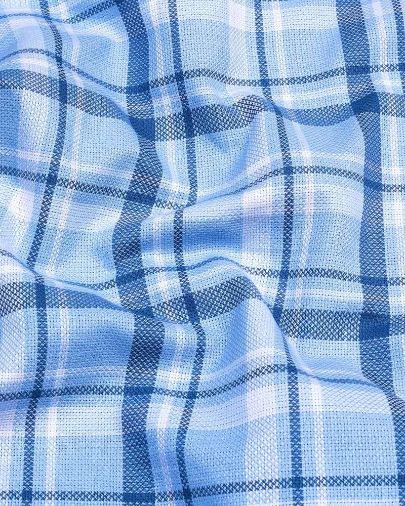 Marco Blue With White Check Dobby Cotton Shirt