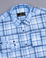 Marco Blue With White Check Dobby Cotton Shirt