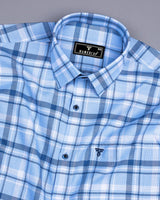 Marco Blue With White Check Dobby Cotton Shirt