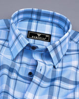 Marco Blue With White Check Dobby Cotton Shirt