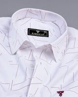 Accent White With Pink Geometrical Printed Satin Cotton Shirt