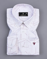 Accent White With Pink Geometrical Printed Satin Cotton Shirt