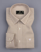 Lolo Cream With White Small Check Oxford Cotton Shirt