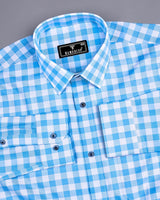 Dakota Blue With White Twill Check Cotton Shirt