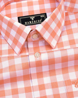 Dakota Peach With White Twill Check Cotton Shirt