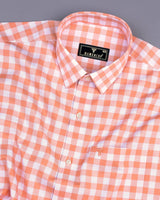 Dakota Peach With White Twill Check Cotton Shirt