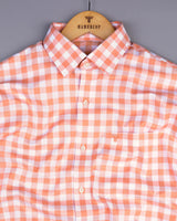 Dakota Peach With White Twill Check Cotton Shirt