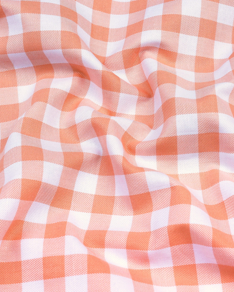 Dakota Peach With White Twill Check Cotton Shirt