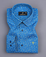 Thorium Blue Printed Dobby Texture Cotton Shirt