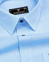 SkyBlue Small Graph Check Formal Cotton Shirt