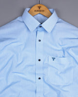 SkyBlue Small Graph Check Formal Cotton Shirt