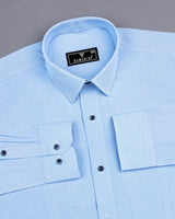 SkyBlue Small Graph Check Formal Cotton Shirt