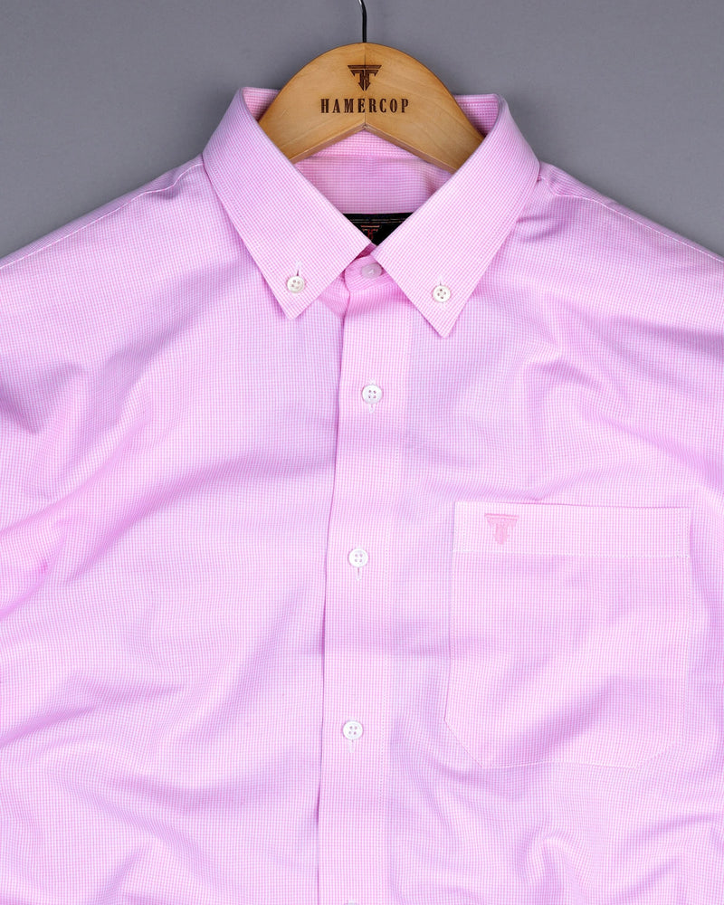 Pink Small Graph Check Formal Cotton Shirt