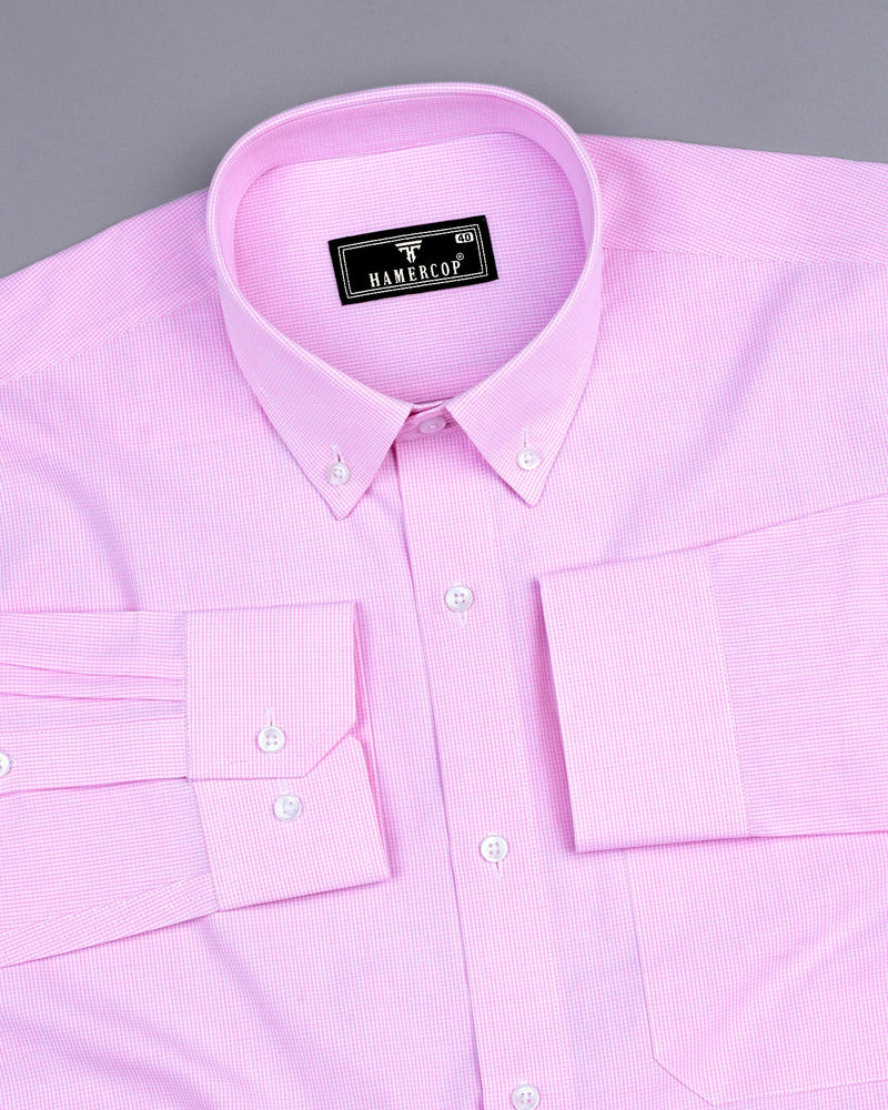 Pink Small Graph Check Formal Cotton Shirt