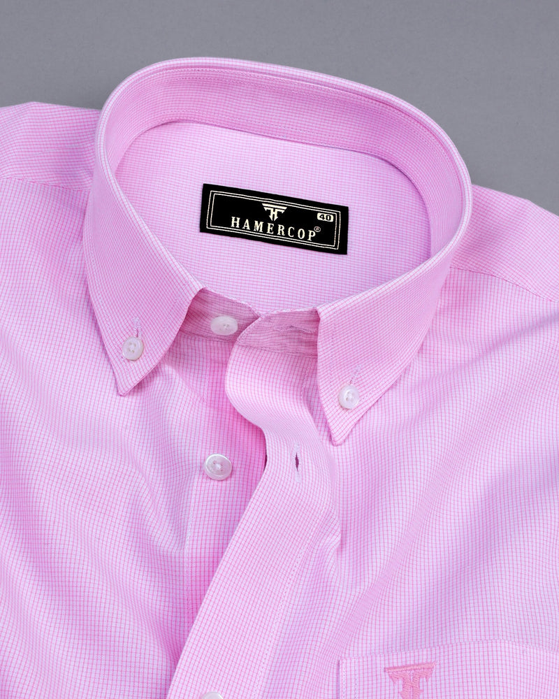 Pink Small Graph Check Formal Cotton Shirt