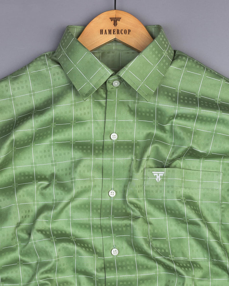 Toronto Green With White Dobby Check Premium Giza Shirt