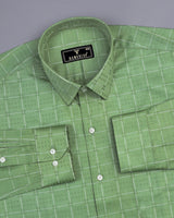 Toronto Green With White Dobby Check Premium Giza Shirt