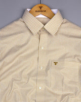 Altona Cream With White Yarn Dyed Small Check Cotton Shirt