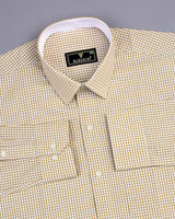 Altona Cream With White Yarn Dyed Small Check Cotton Shirt