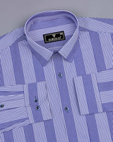 Blozen NavyBlue With White Stripe Formal Cotton Shirt