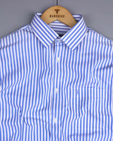 Arctic Blue With White Stripe Formal Cotton Shirt