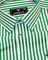 Arctic Green With White Stripe Designer Cotton Shirt