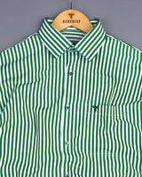 Arctic Green With White Stripe Designer Cotton Shirt