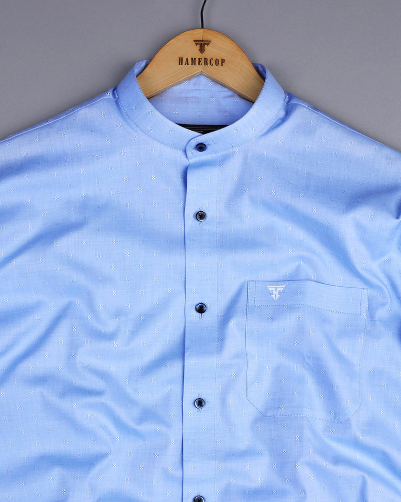 Totowa SkyBlue Textured Dobby Cotton Shirt