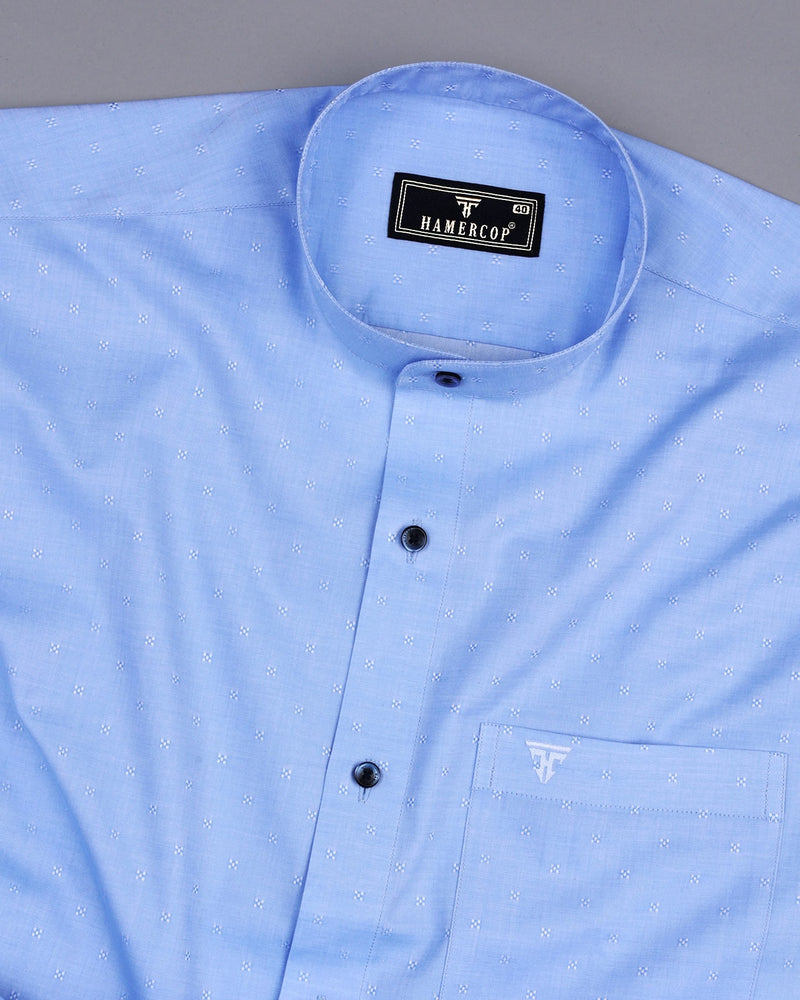 Totowa SkyBlue Textured Dobby Cotton Shirt