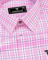 Petra Pink With Black Twill Check Premium Cotton Shirt