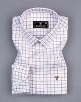 Cream With White Check Premium Giza Formal Shirt