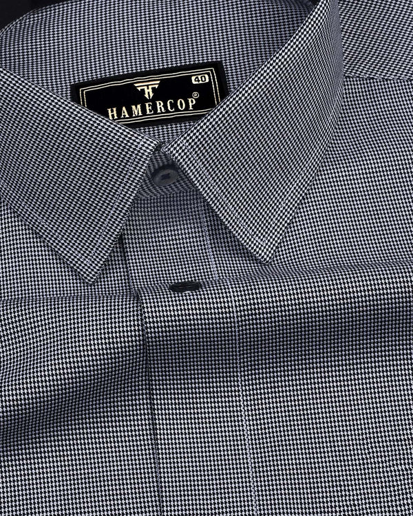 Black With White Houndstooth Premium Cotton Designer Shirt