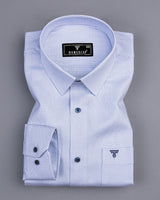 SkyBlue Pin Stripe With White Premium Giza Shirt
