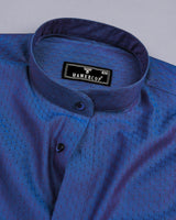 Blue With Purple Shadow Jacquard Textured Cotton Shirt